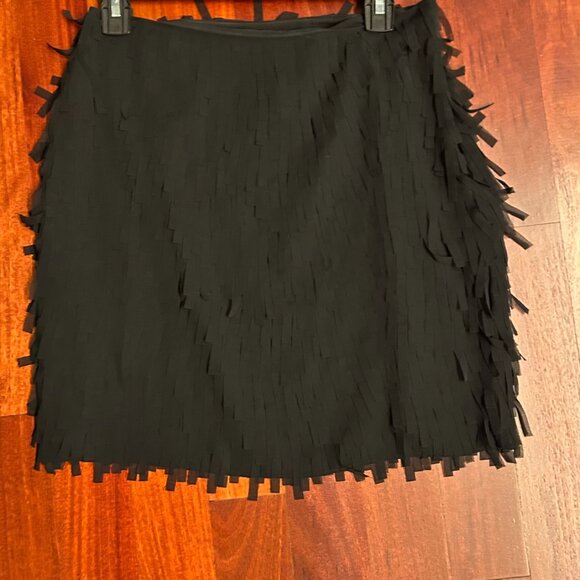 Ann Taylor black fringe skirt : Not a mini, but shorter length:  4P - Picture 2 of 7